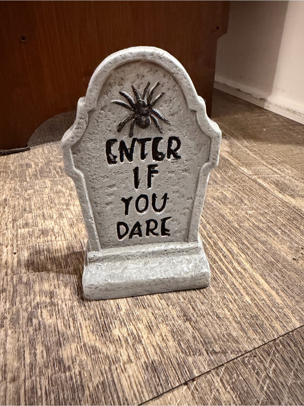 Gray Enter If You Dare Tombstone Halloween Decoration 4.75”